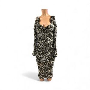 Elegant Black and White Swirl Dress